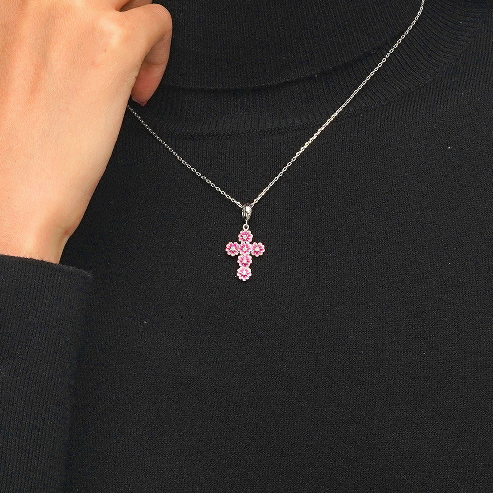 Gnoce Birthstone Daisy Cross Pendant Dangle Charm_4