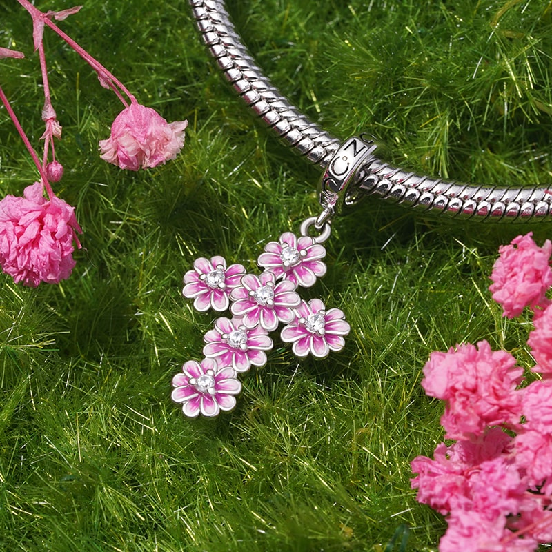 Gnoce Birthstone Daisy Cross Pendant Dangle Charm_3