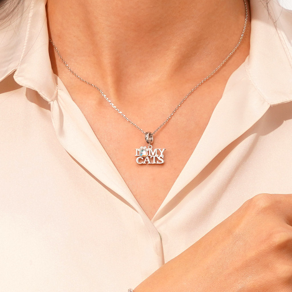 Gnoce "I LOVE MY CATS" Pet Pendant Dangle Charm_5