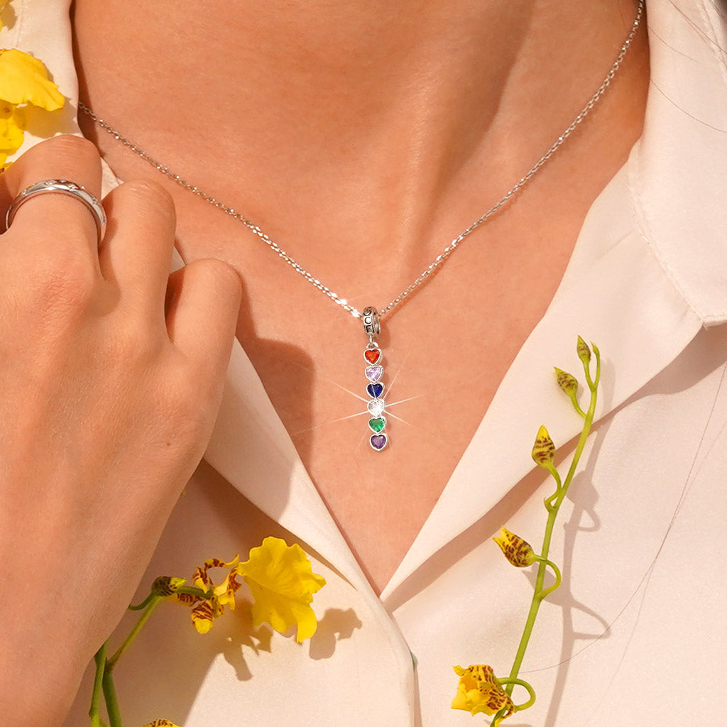 Gnoce Personalized Heart Birthstone Pendant Dangle Charm_6