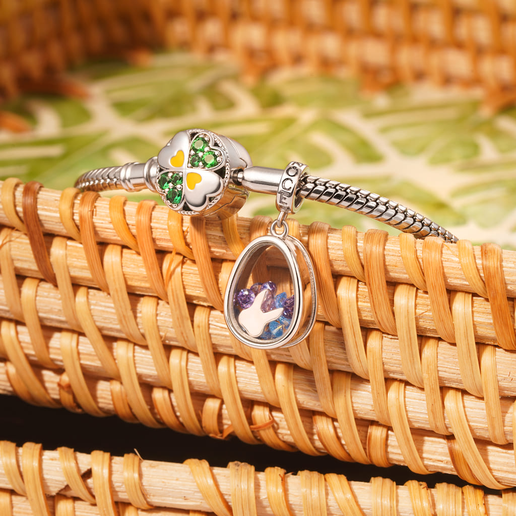 Gnoce Easter Bunny Egg-shaped Pendant Dangle Charm_3