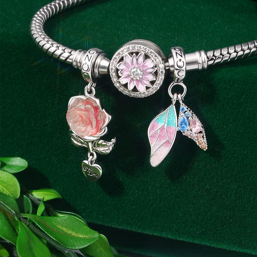 Gnoce Engravable Glow-in-the-dark Rose Flower Charm_4