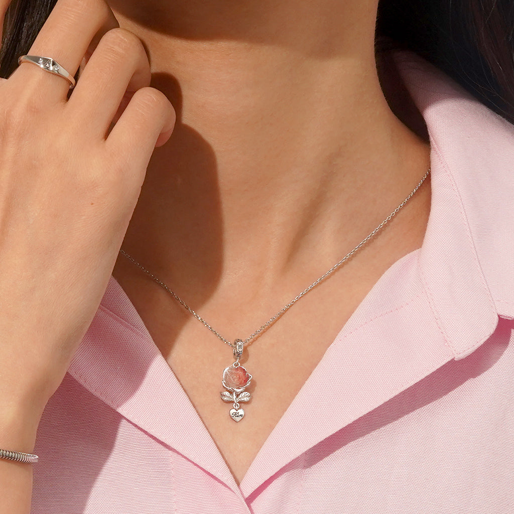 Gnoce Engravable Glow-in-the-dark Rose Flower Charm_5