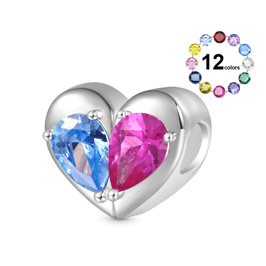 Gnoce Engravable Heart Split Birthstone Pendant Dangle Charm_1