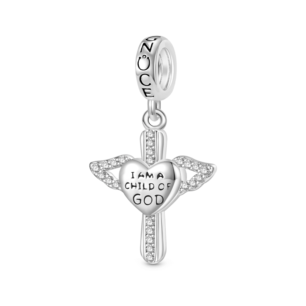 Gnoce Engravable "I AM A CHILD OF GOD" Religious Heart Pendant Dangle Charm_1