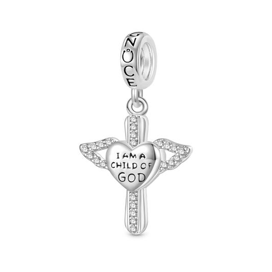 Gnoce Engravable "I AM A CHILD OF GOD" Religious Heart Pendant Dangle Charm_1