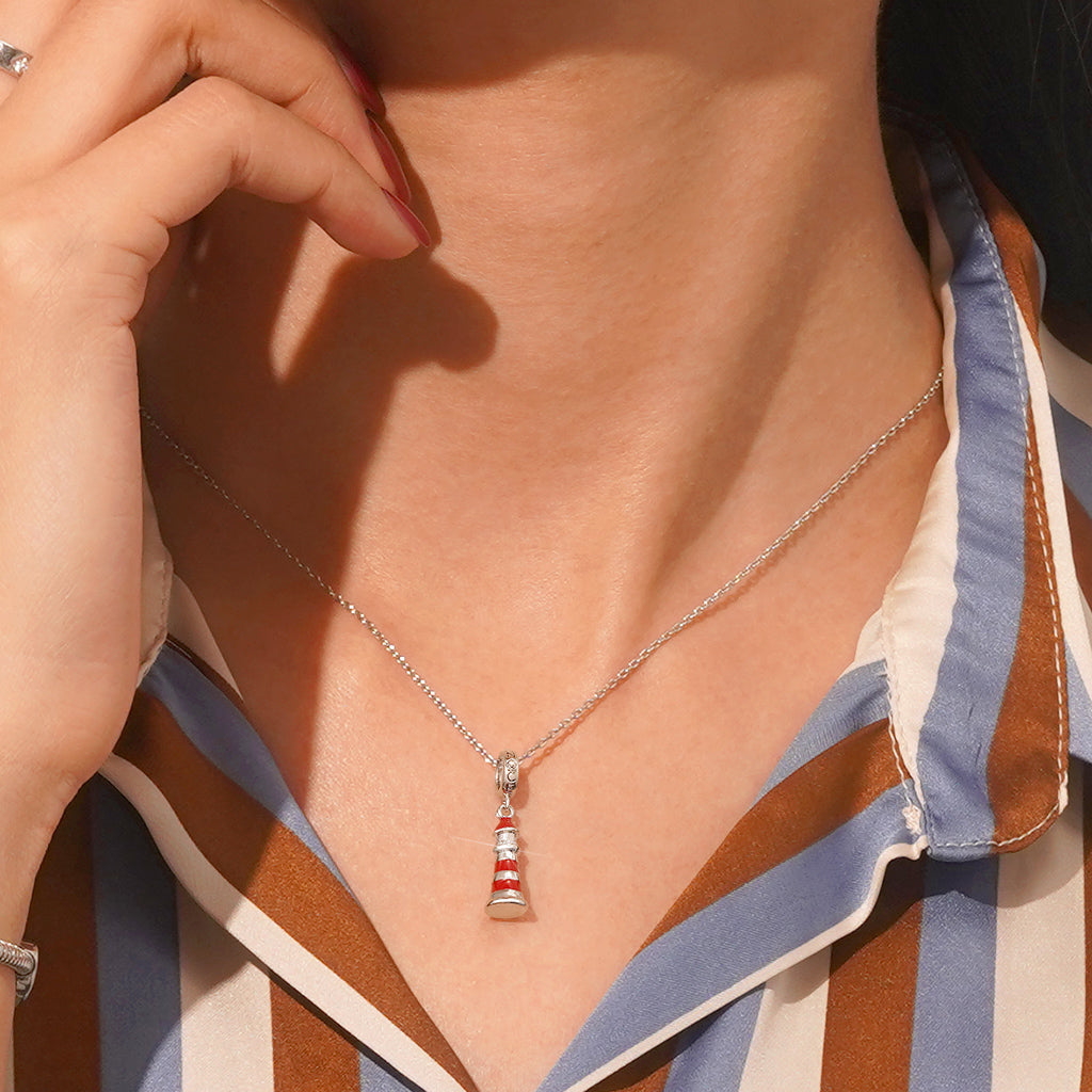 Gnoce Red Lighthouse Pendant Dangle Charm_5