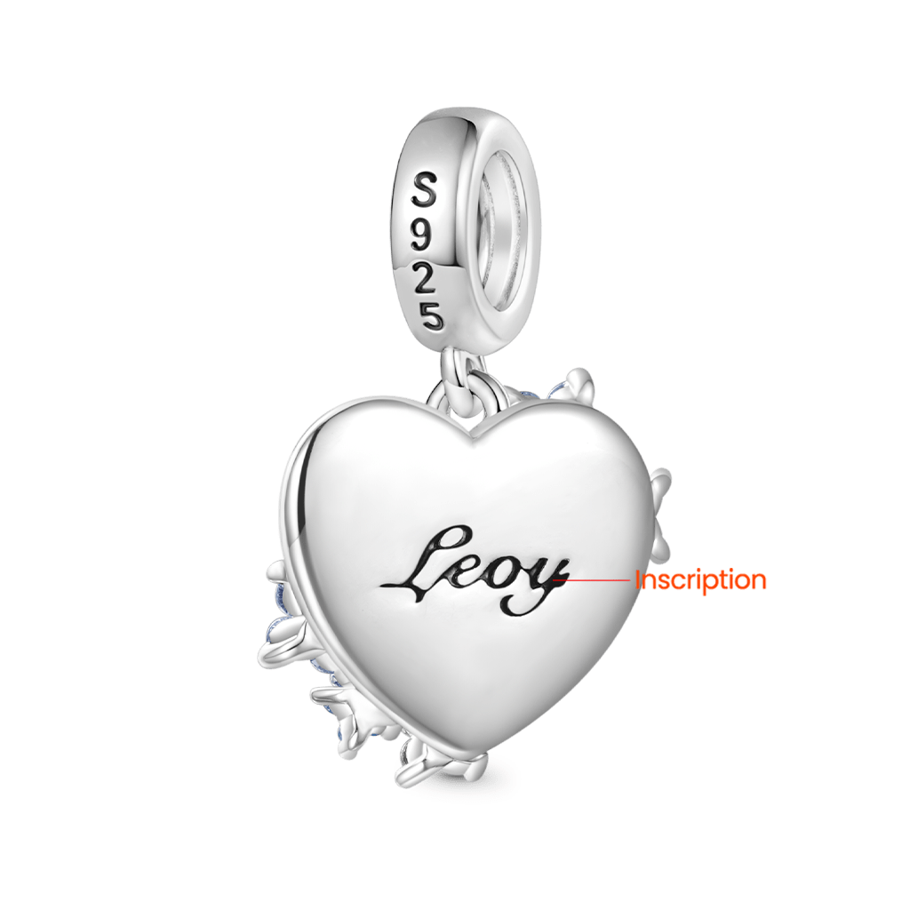 Gnoce Engravable "Life Blooms in Color" Heart Flowers Pendant Dangle Charm_3