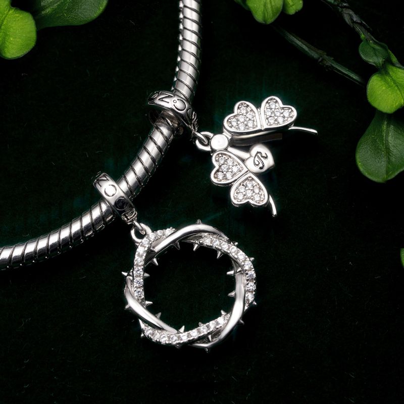 Gnoce Openable Four-leaf Clover Engravable Pendant Dangle Charm_5