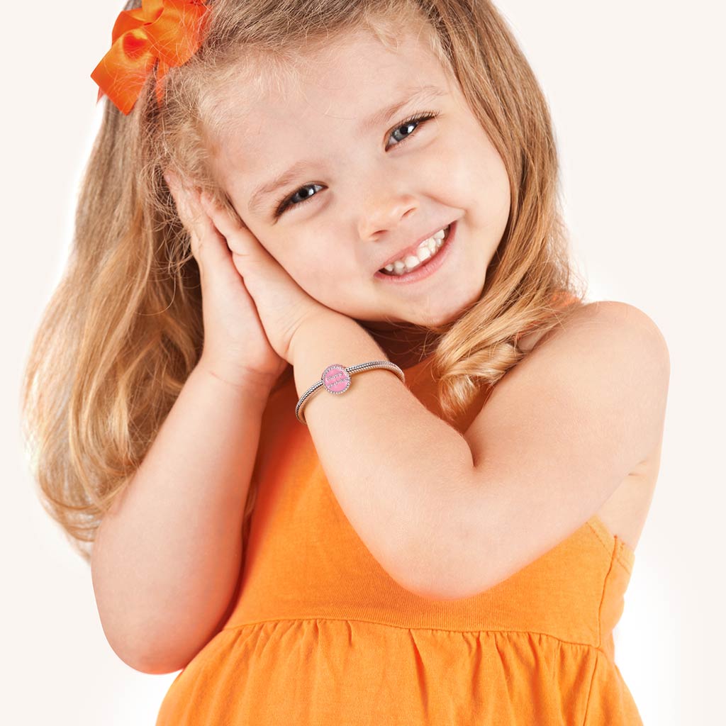 Gnoce "Happay Birthday"Pink Birthday Cake 925 Sterling Silver Charm Bead_5