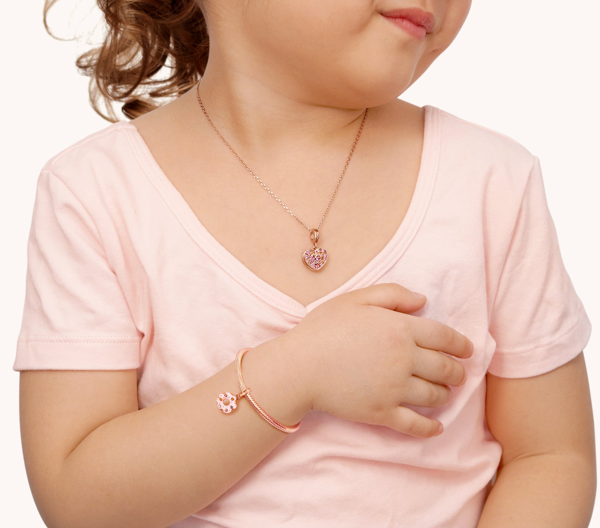 Gnoce "Everything's Gonna Be Alright" S925 Sterling Silver 18K Rose Gold Plated Donut Pendant Charm_3