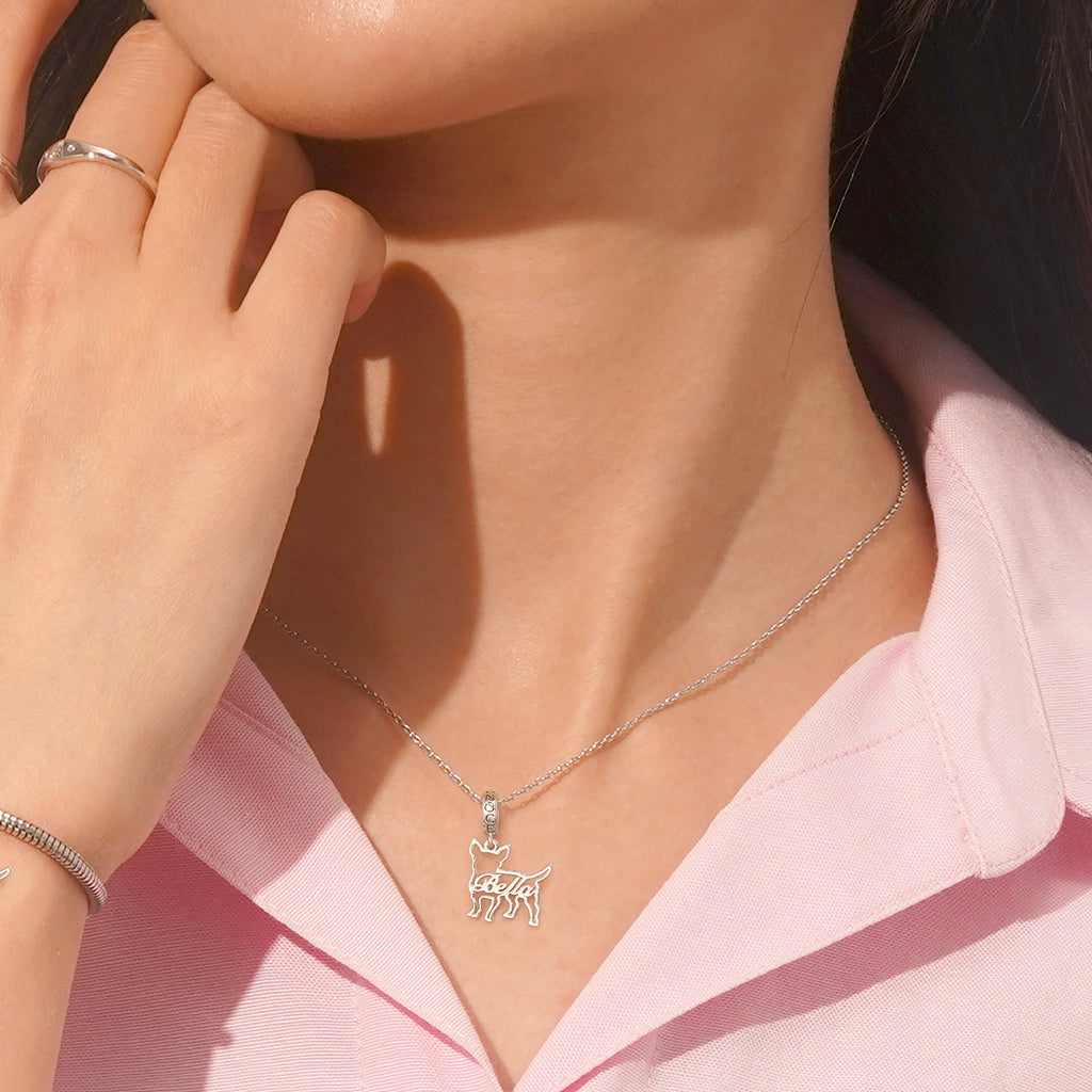 Gnoce Engravable Chihuahua Pendant Dangle Charm_6