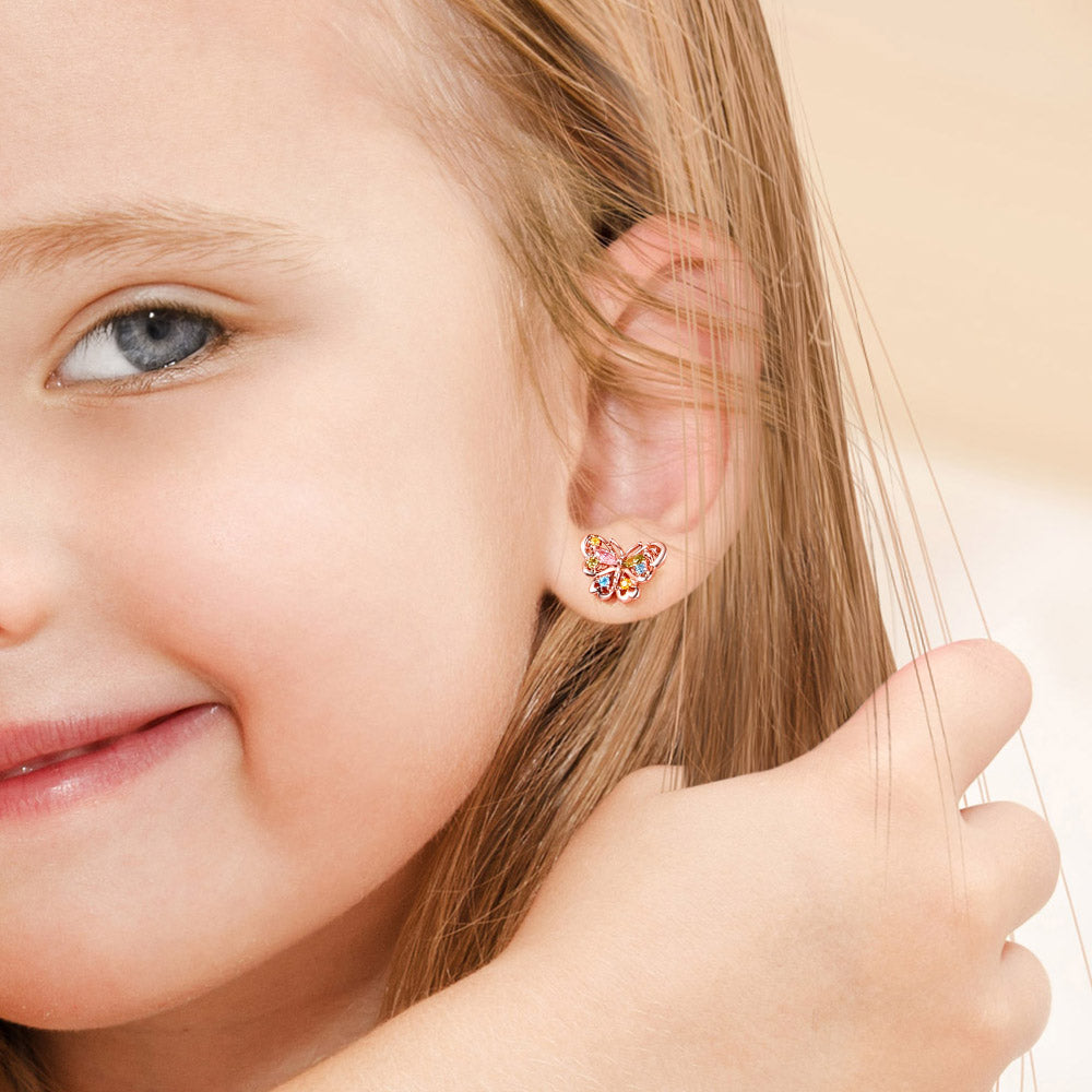 Butterfly Stud Earrings 18k Rose Gold Plated 925 Sterling Silver_3