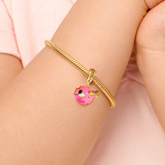 Pufferfish Pendant Dangle Charm Sterling Silver 18k Gold Plated_5