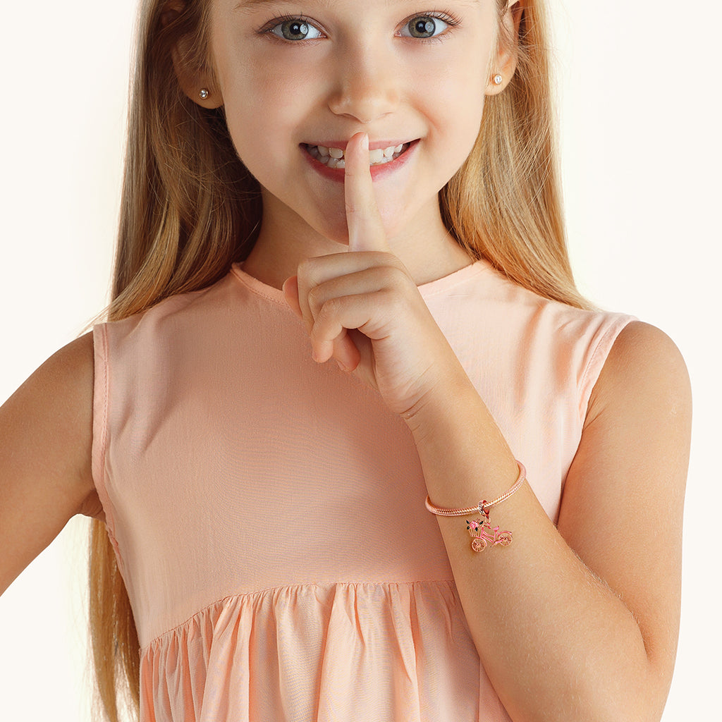 Bicycle with Flower Pendant Charm Sterling Silver 18k Rose Gold Plated_3