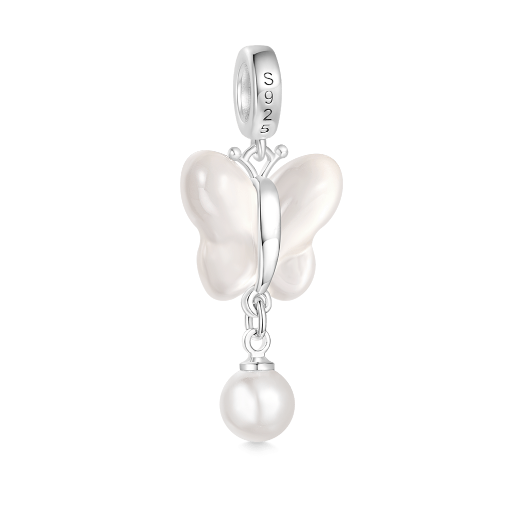 Gnoce Chalcedony Butterfly Pearl Pendant Dangle Charm_2