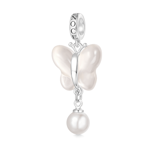 Gnoce Chalcedony Butterfly Pearl Pendant Dangle Charm_1