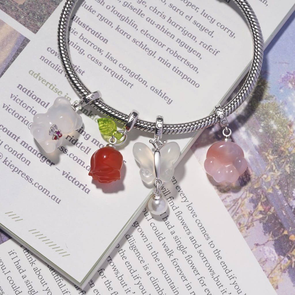 Gnoce Chalcedony Butterfly Pearl Pendant Dangle Charm_3