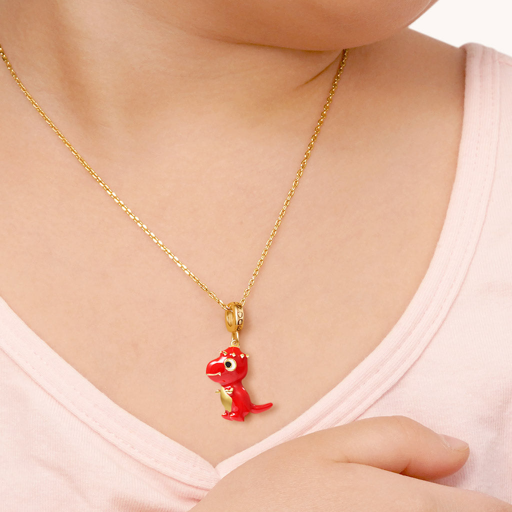 Pachycephalosaurus Pendant Dangle Dinosaur Charm Sterling Silver 18K Gold Plated for Dragon Lovers_3