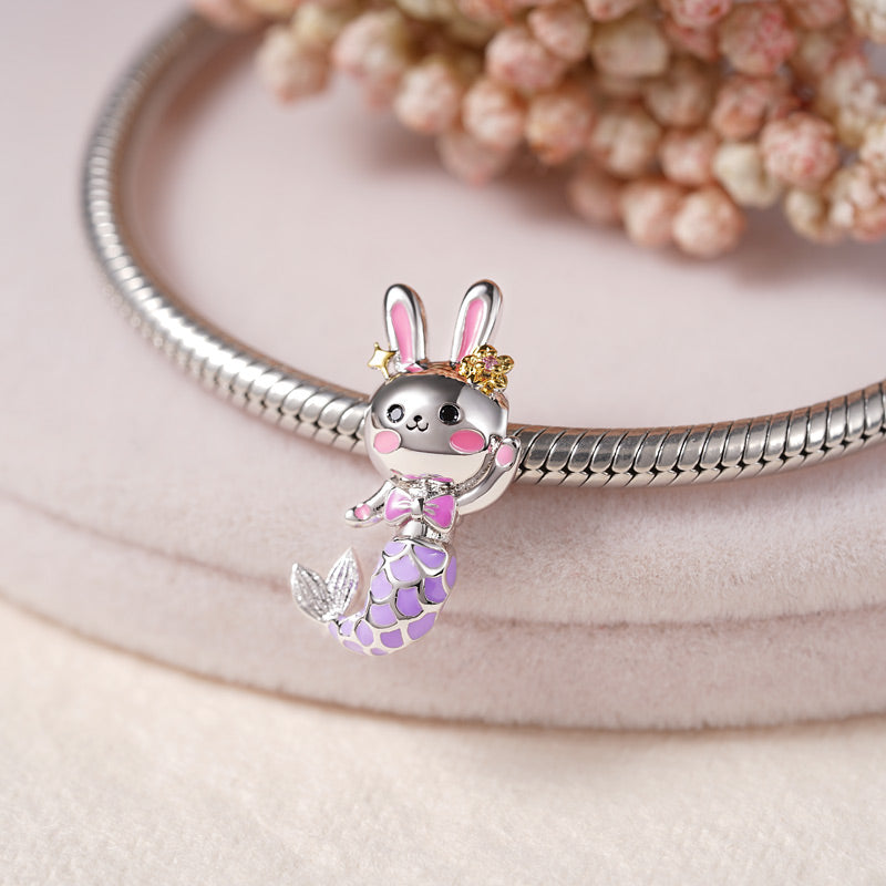 Mermaid Bunny Charm Bead Sterling Silver_2