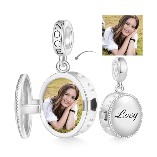 Gnoce Openable Rose Personalized Photo Engravable Pendant Dangle Charm_1