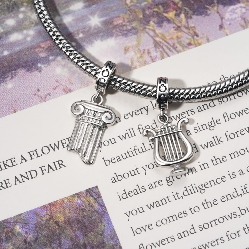 Gnoce Ancient Greek Lyre Pendant Dangle Charm_3