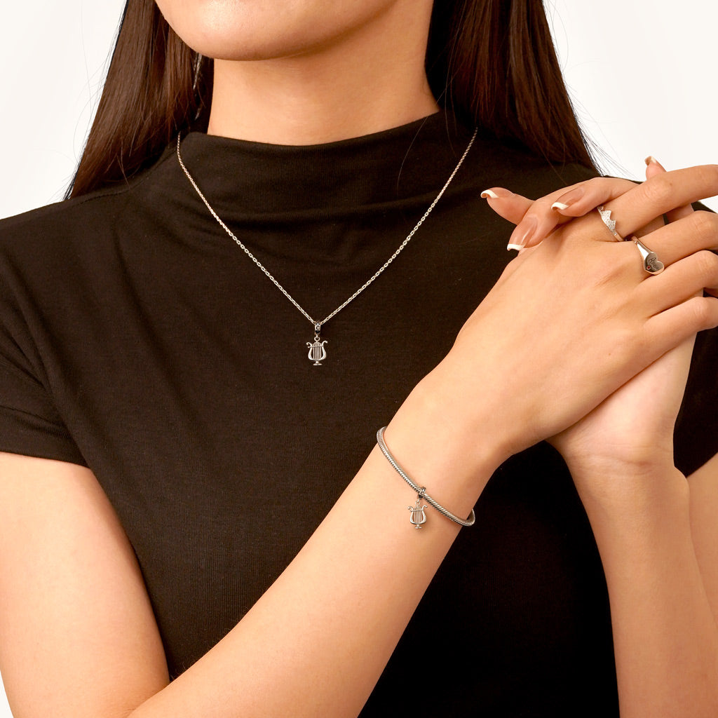 Gnoce Ancient Greek Lyre Pendant Dangle Charm_4