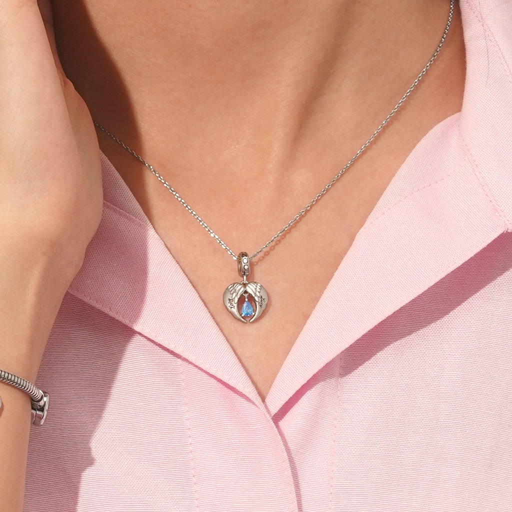 Gnoce Engravable Angel Wings Tears Pendant Dangle Charm_6