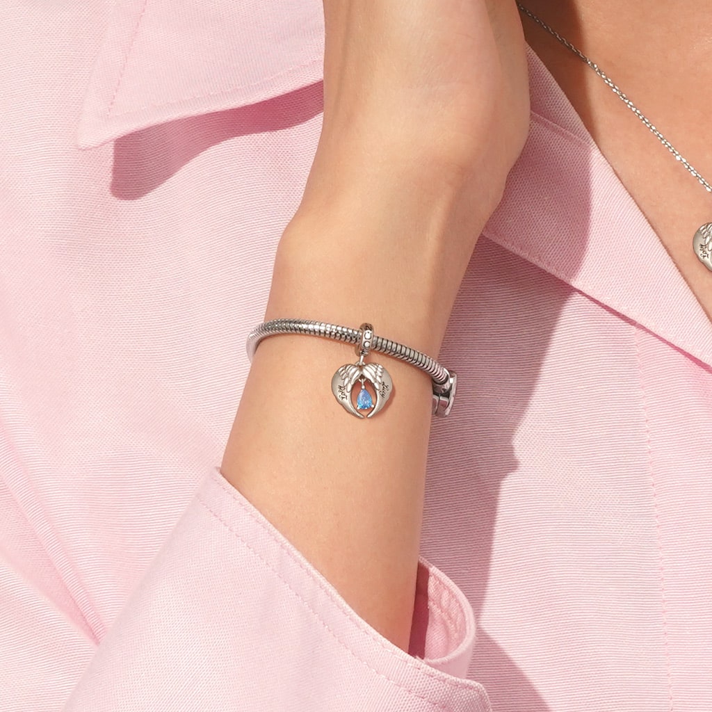 Gnoce Engravable Angel Wings Tears Pendant Dangle Charm_7