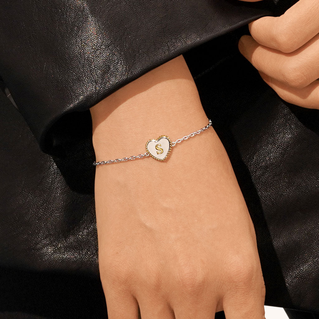 Gnoce Personalized Initial Letter Heart Adjustable Bracelet_5