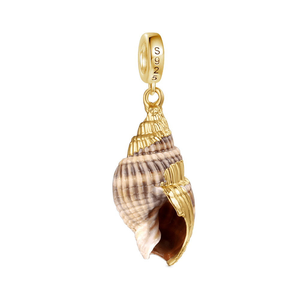 Gnoce 18k Gold Plated Natural Ocean Shell Pendant Dangle Charm_2