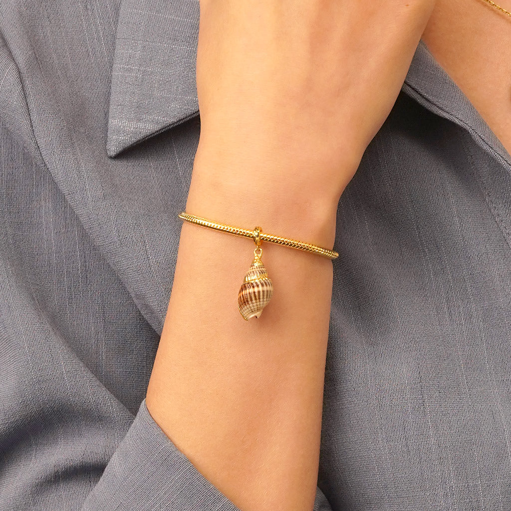 Gnoce 18k Gold Plated Natural Ocean Shell Pendant Dangle Charm_6