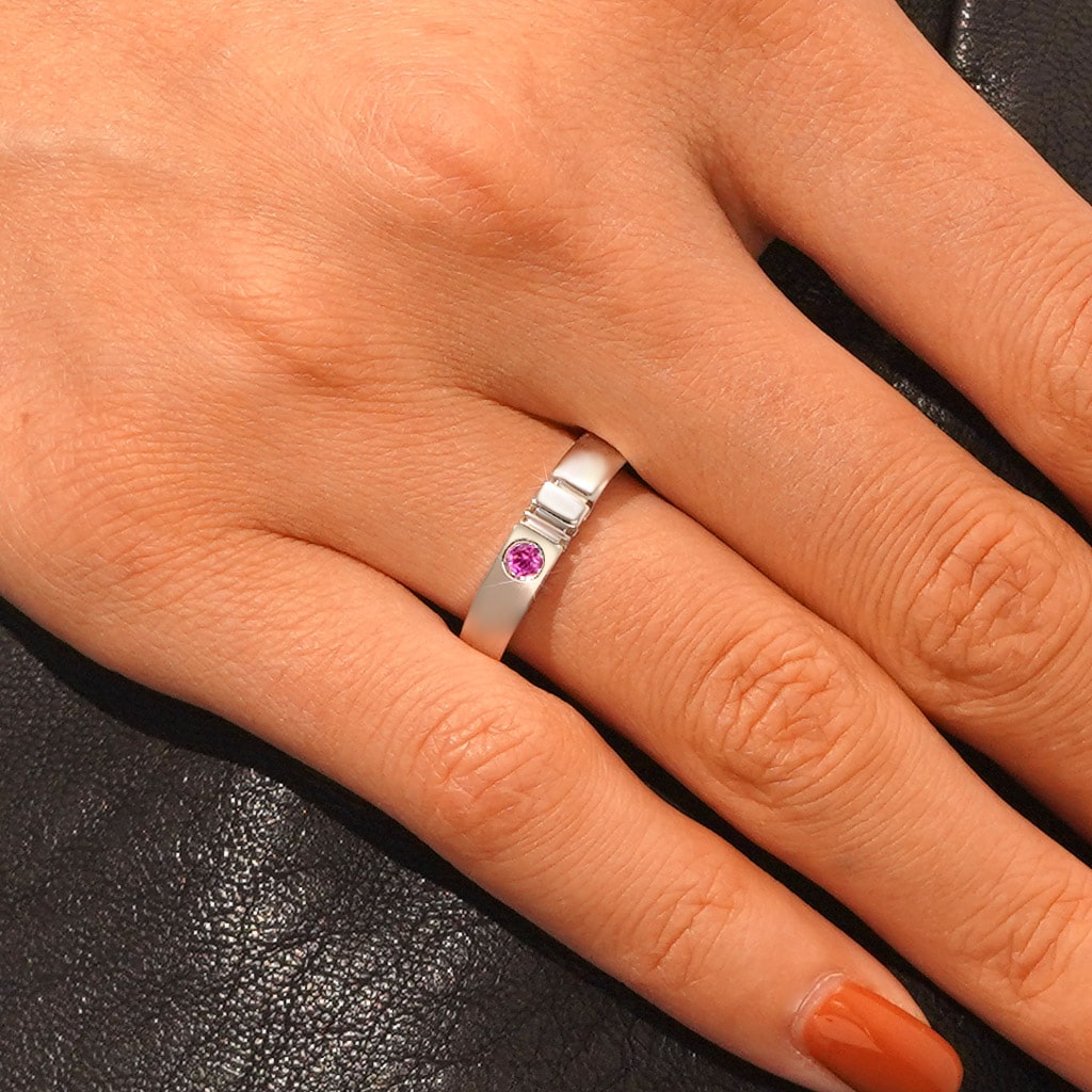 Gnoce Single Birthstone Band Ring_5