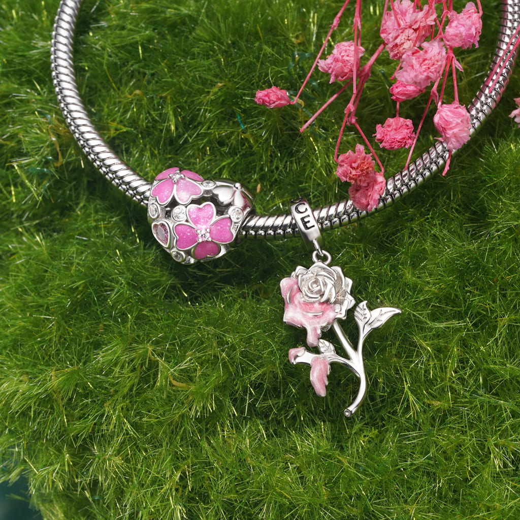 Gnoce Gradient Rose Pendant Dangle Charm_3