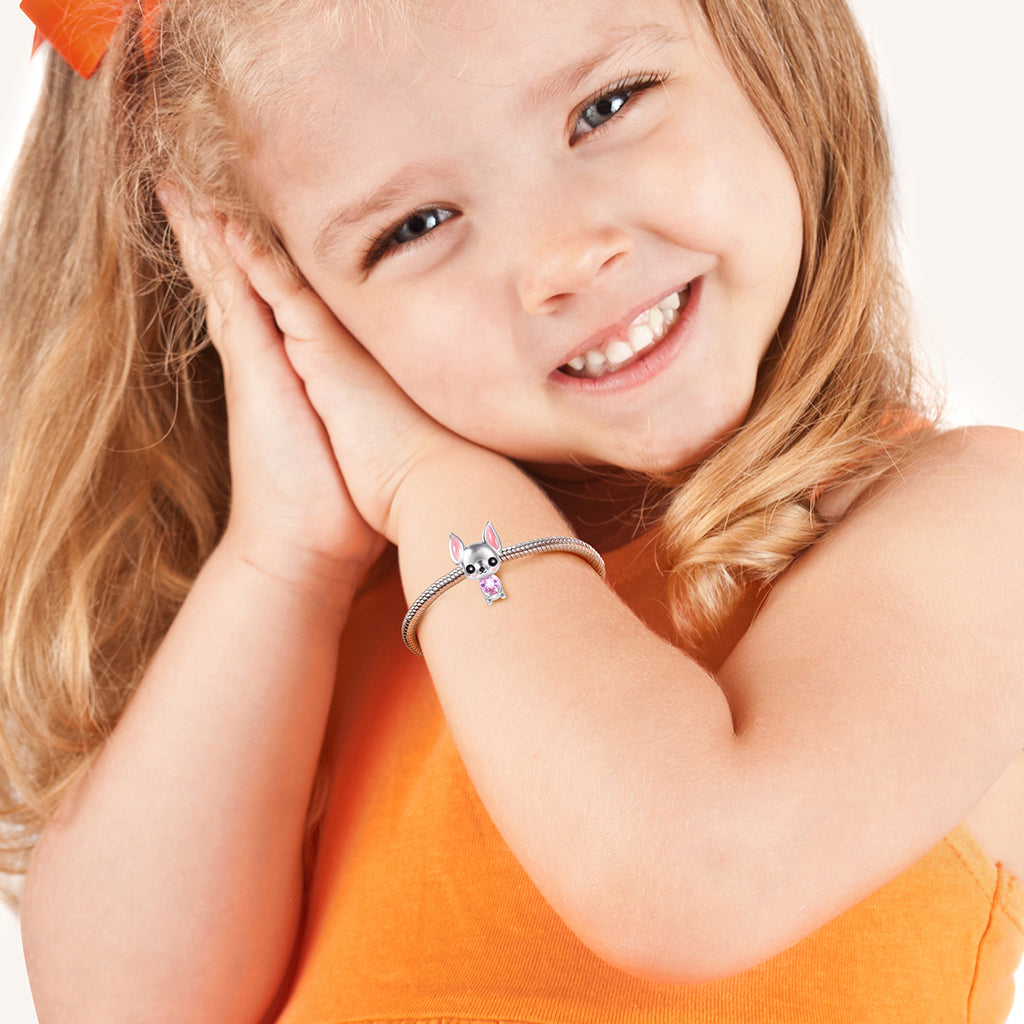 Chihuahua Embraces Heart Gemstone Charm Bead Sterling Silver_5