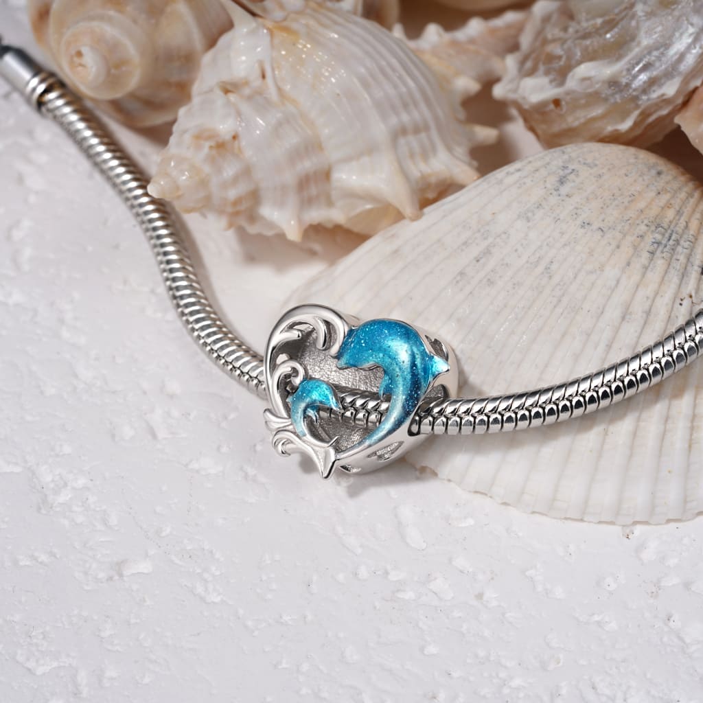 Gnoce "Always love you mom" Dolphin Heart Charm_3