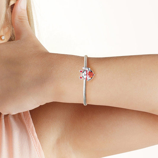 Lucky Cat Embraces Heart Gemstone Charm Bead 925 Sterling Silver_4