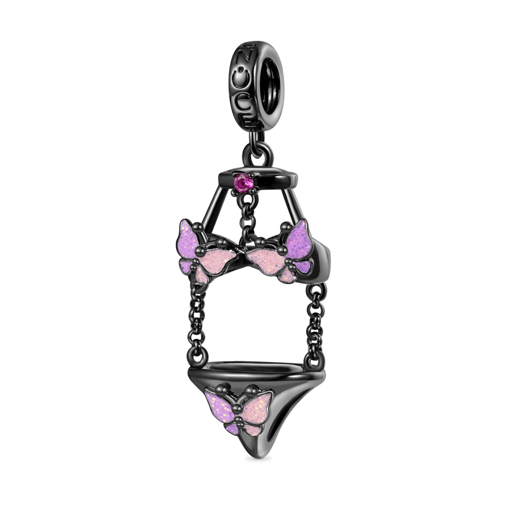 Gnoce Sexy Black Pink Butterfly Underwear Pendant Dangle Charm_1
