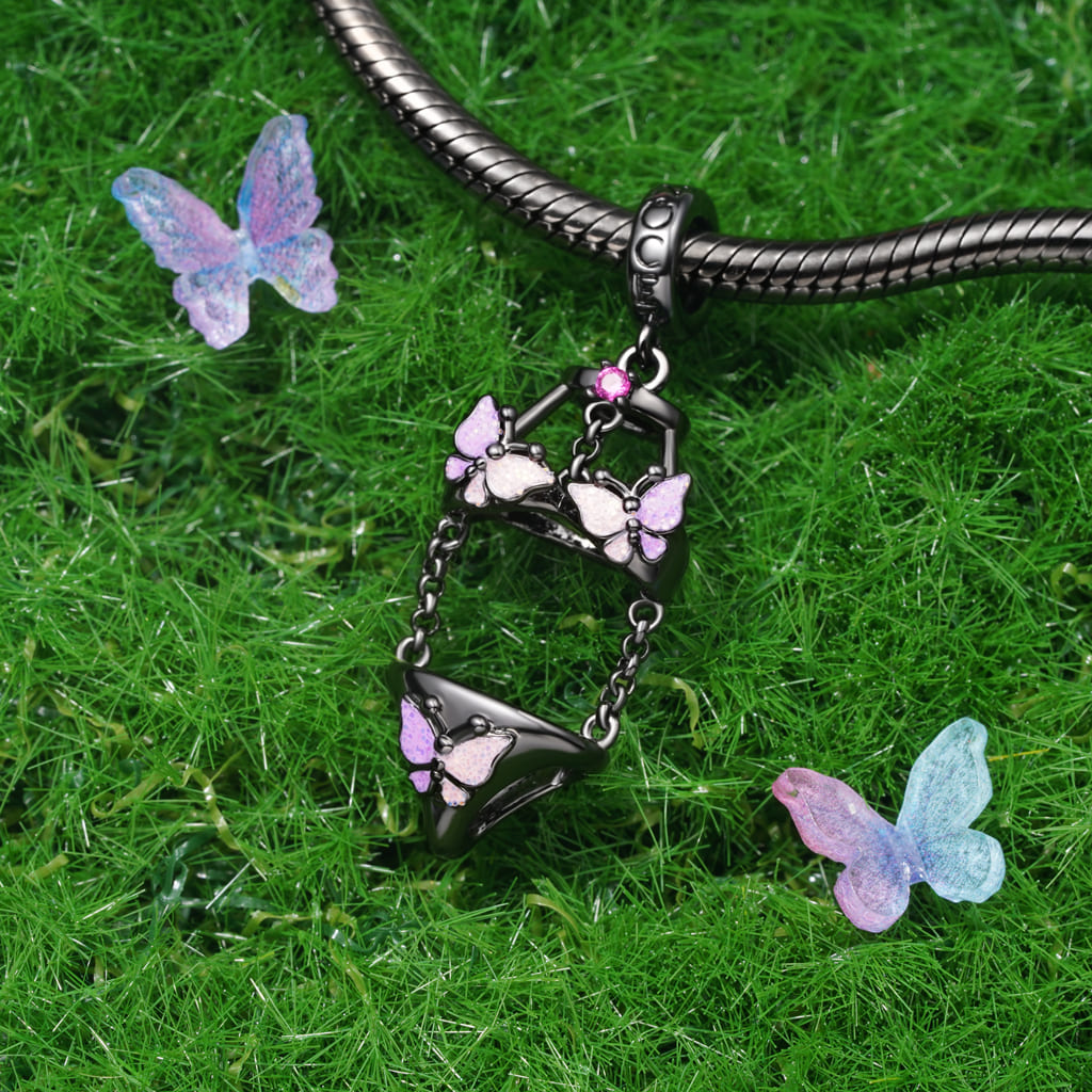 Gnoce Sexy Black Pink Butterfly Underwear Pendant Dangle Charm_3