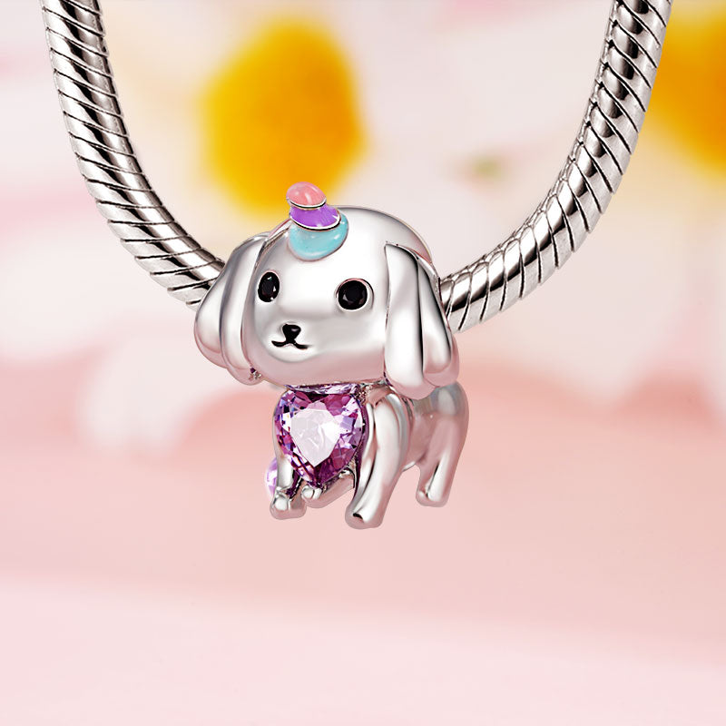 Gnoce Unicorn Dog Embraces Heart Gem Charm_3
