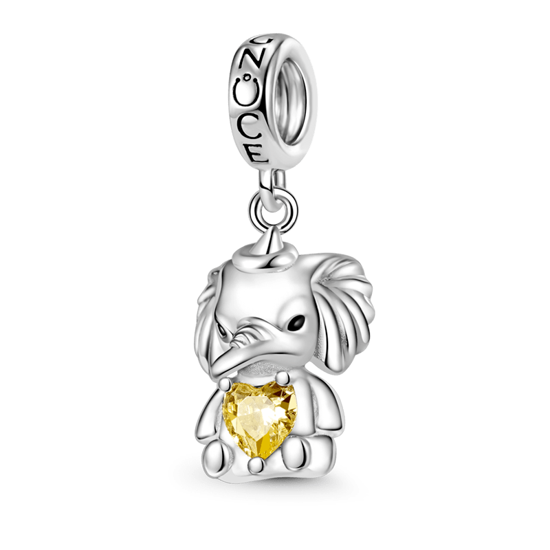 Gnoce Elephant Embraces Heart Gem Pendant Dangle Charm_1