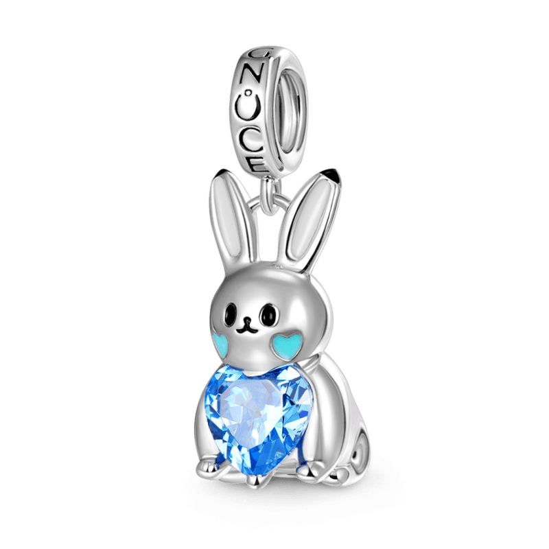 Gnoce Arctic Rabbit Embraces Heart Gem Pendant Dangle Charm_1