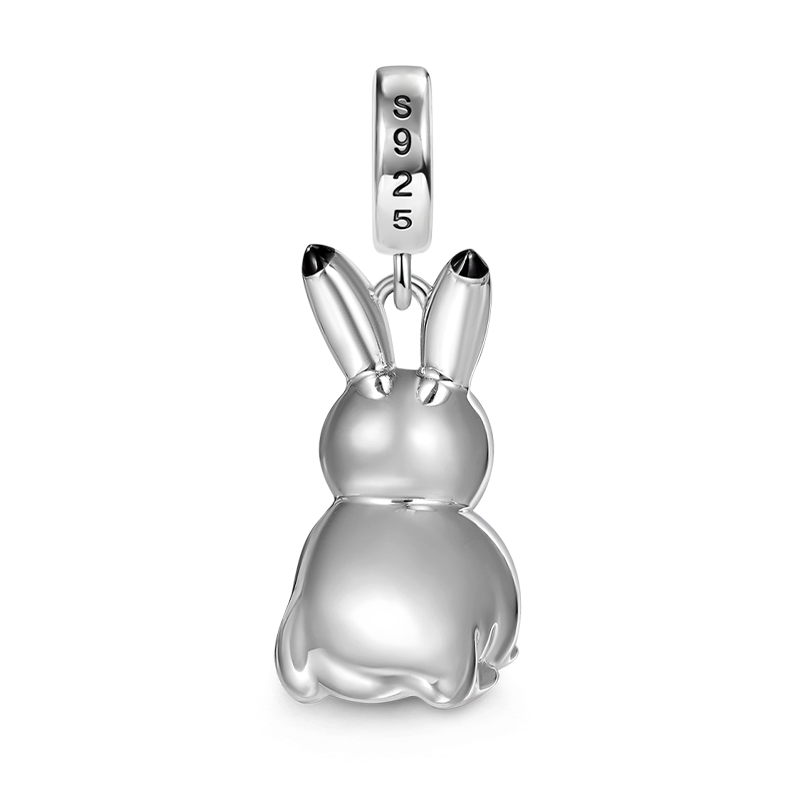 Gnoce Arctic Rabbit Embraces Heart Gem Pendant Dangle Charm_2