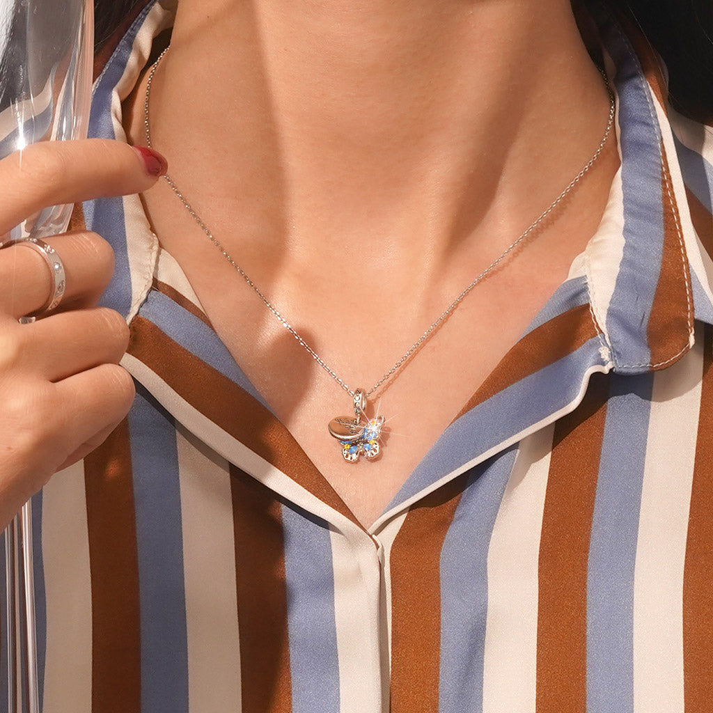 Gnoce Engravable Disc Butterfly Pendant Dangle Charm_5