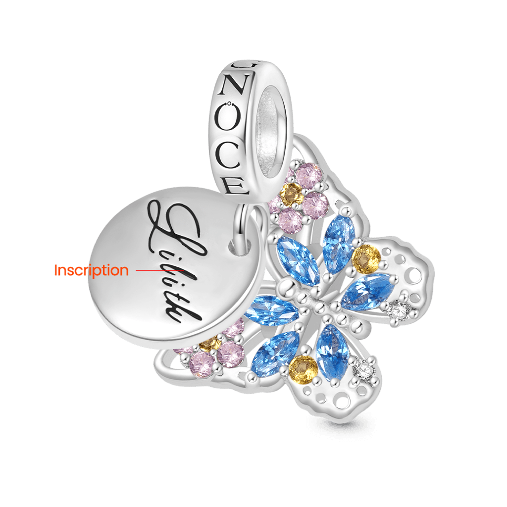 Gnoce Engravable Disc Butterfly Pendant Dangle Charm_2