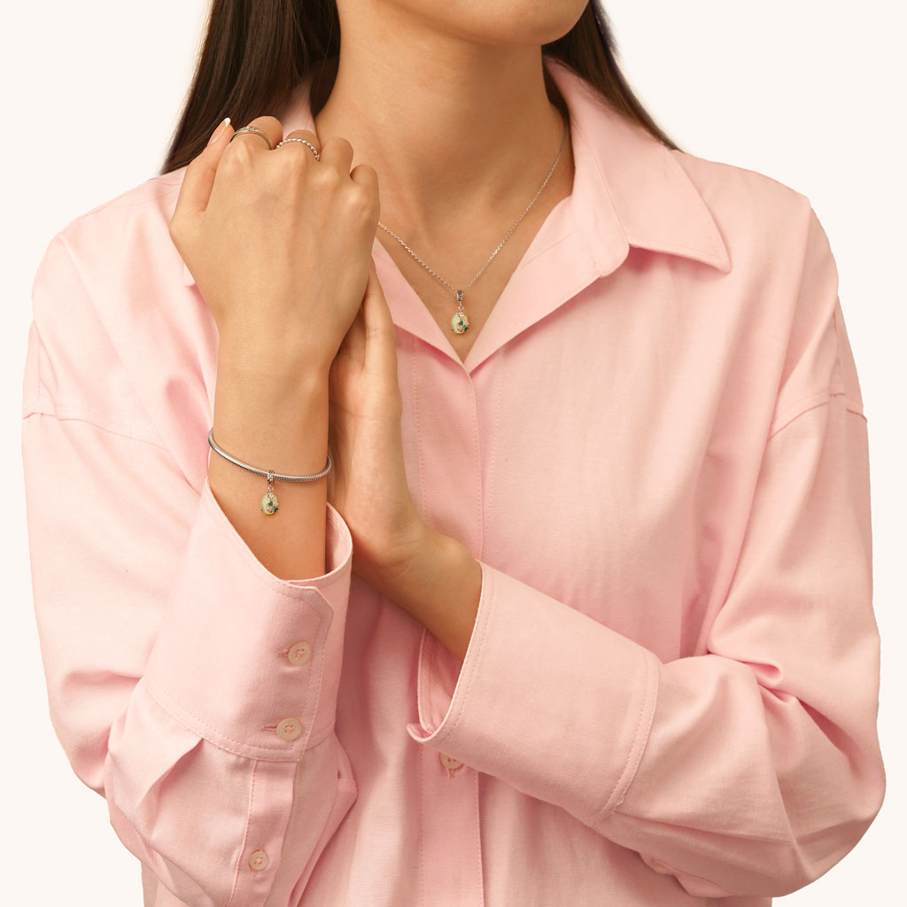 Gnoce Green Four-leaf Clover Pendant Dangle Charm_4