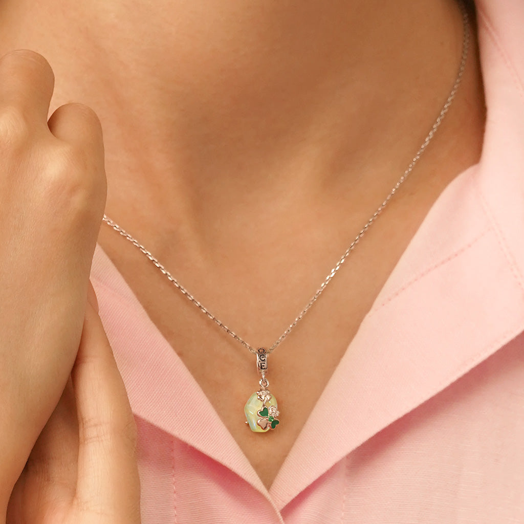 Gnoce Green Four-leaf Clover Pendant Dangle Charm_5