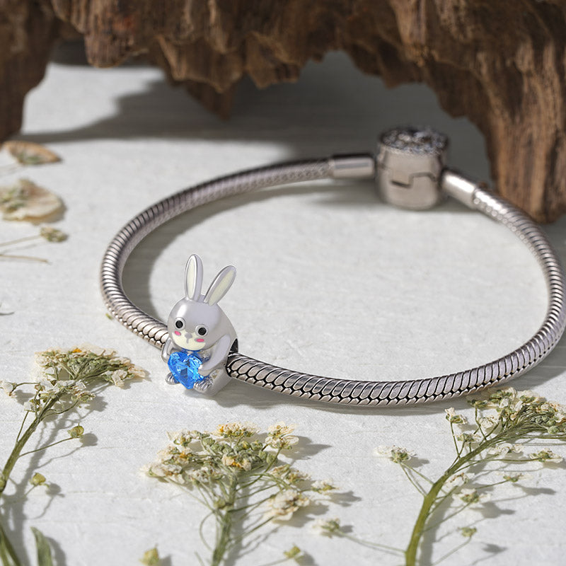 Gnoce Chinese Zodiac Rabbit Embraces Heart Gem Charm_3