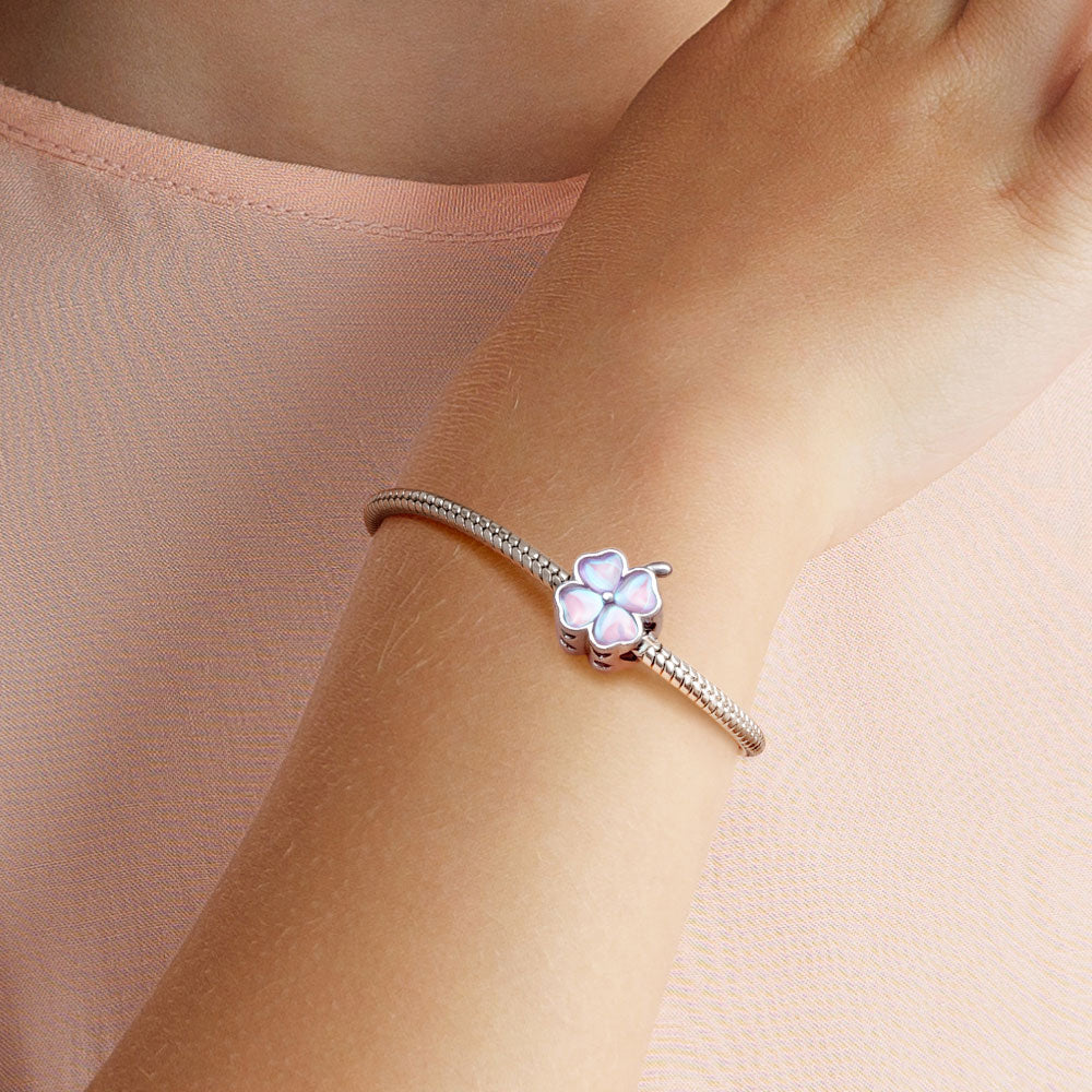 Gnoce Pink Heart Four Leaf Clover Charm_5