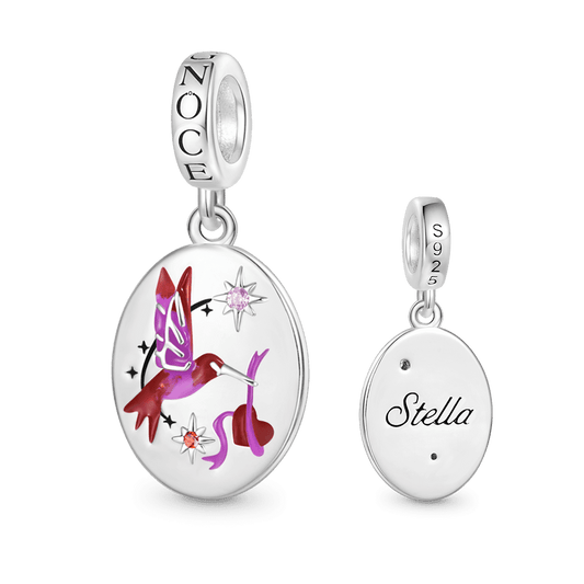 Gnoce Engravable Vintage Hand-Painted Bird Pendant Dangle Charm_1